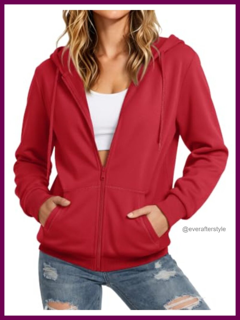 Women's Zip Up Fleece Lined Hoodie Long Sleeve Casual Sweatshirt
